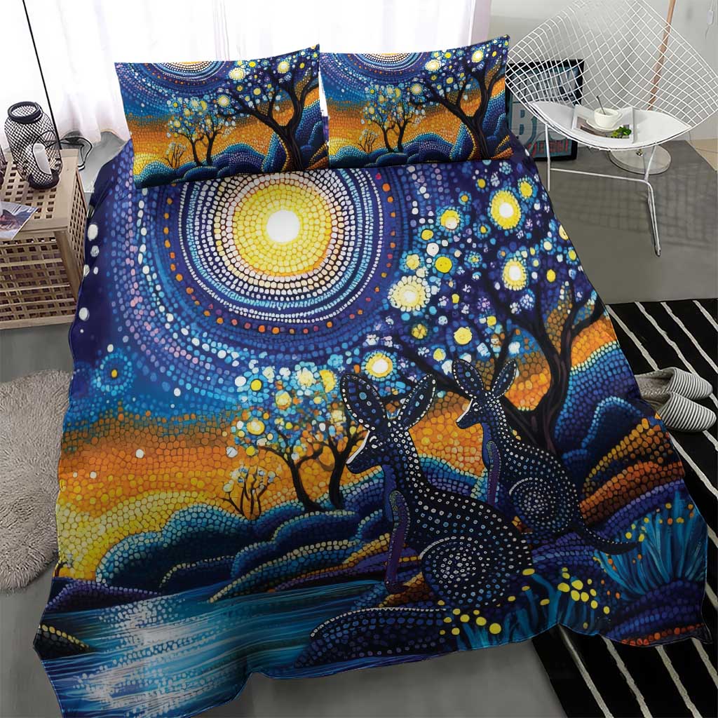 Australian Night Sky Landscape Bedding Set Aboriginal Dreamtime Story - Vibe Hoodie Shop