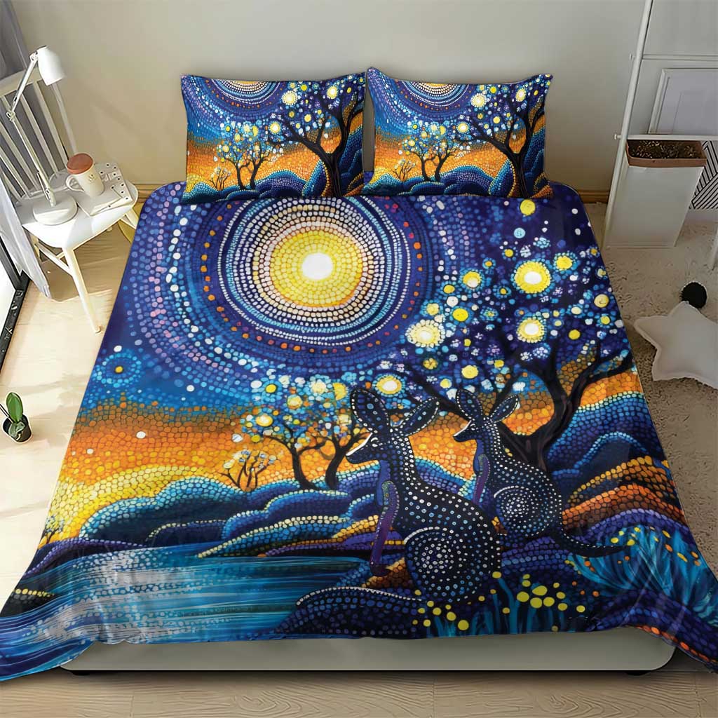 Australian Night Sky Landscape Bedding Set Aboriginal Dreamtime Story - Vibe Hoodie Shop