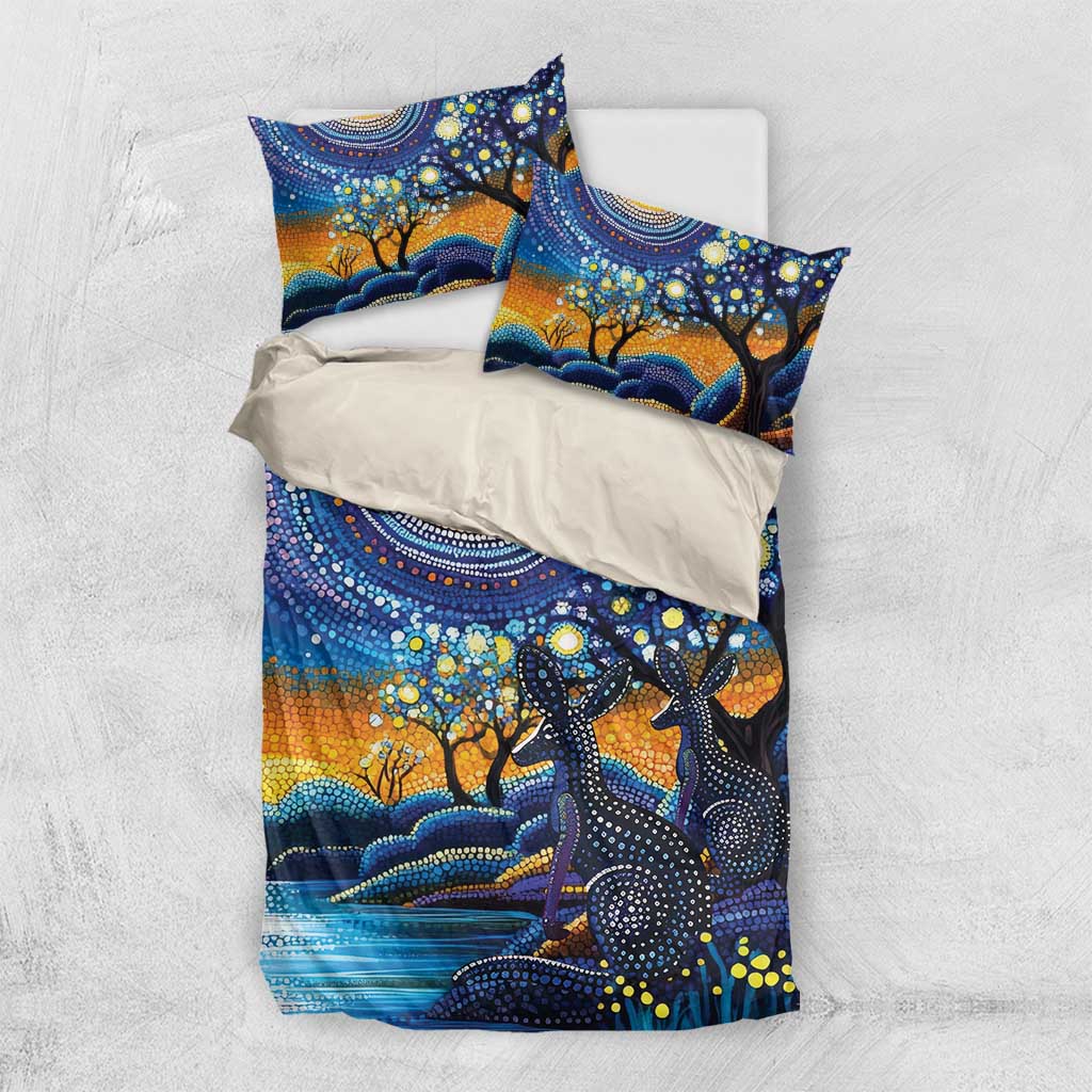 Australian Night Sky Landscape Bedding Set Aboriginal Dreamtime Story - Vibe Hoodie Shop