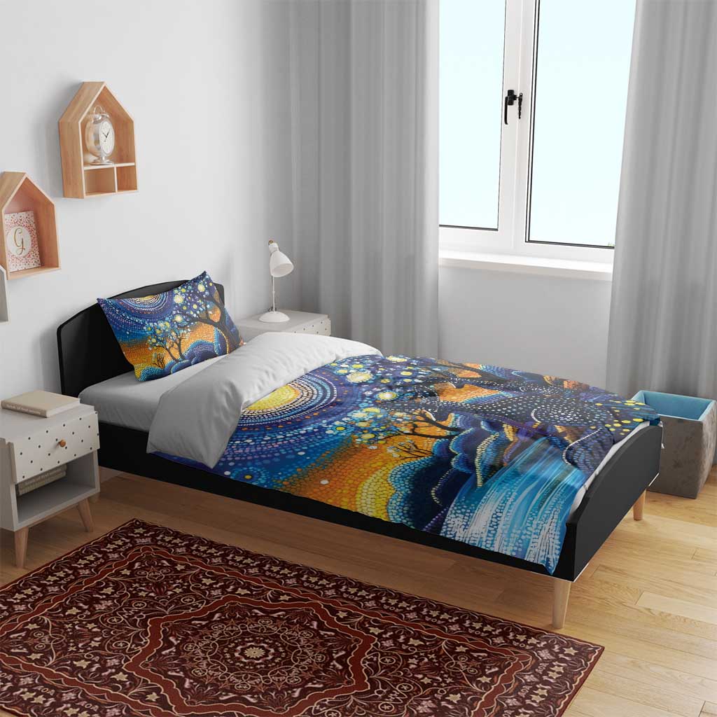 Australian Night Sky Landscape Bedding Set Aboriginal Dreamtime Story - Vibe Hoodie Shop