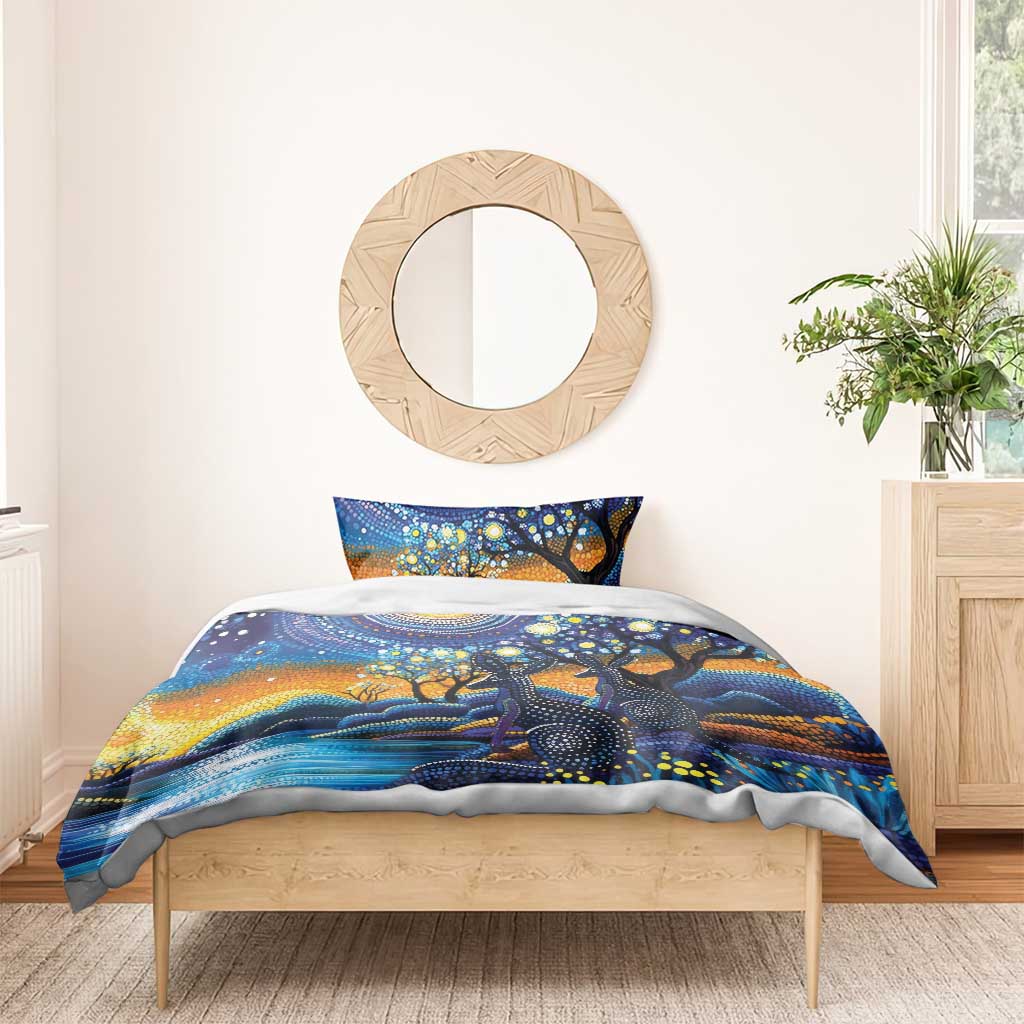 Australian Night Sky Landscape Bedding Set Aboriginal Dreamtime Story - Vibe Hoodie Shop