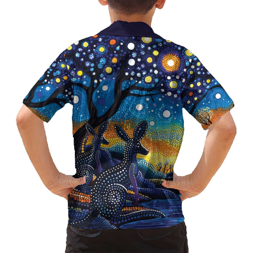 Australian Night Sky Landscape Family Matching Long Sleeve Bodycon Dress and Hawaiian Shirt Aboriginal Dreamtime Story