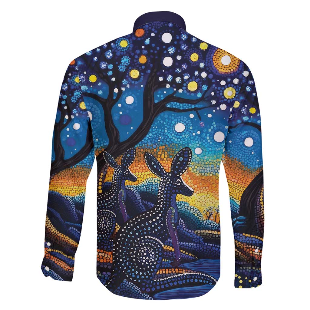 Australian Night Sky Landscape Family Matching Long Sleeve Bodycon Dress and Hawaiian Shirt Aboriginal Dreamtime Story