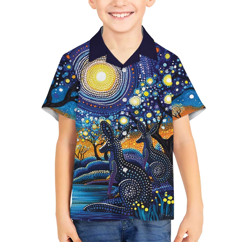 Australian Night Sky Landscape Family Matching Long Sleeve Bodycon Dress and Hawaiian Shirt Aboriginal Dreamtime Story