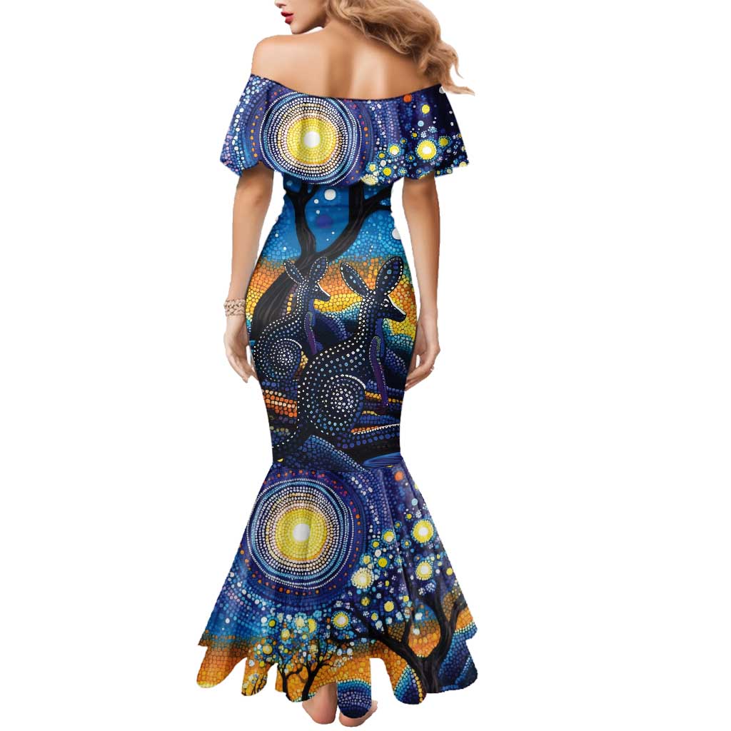 Australian Night Sky Landscape Family Matching Mermaid Dress and Hawaiian Shirt Aboriginal Dreamtime Story