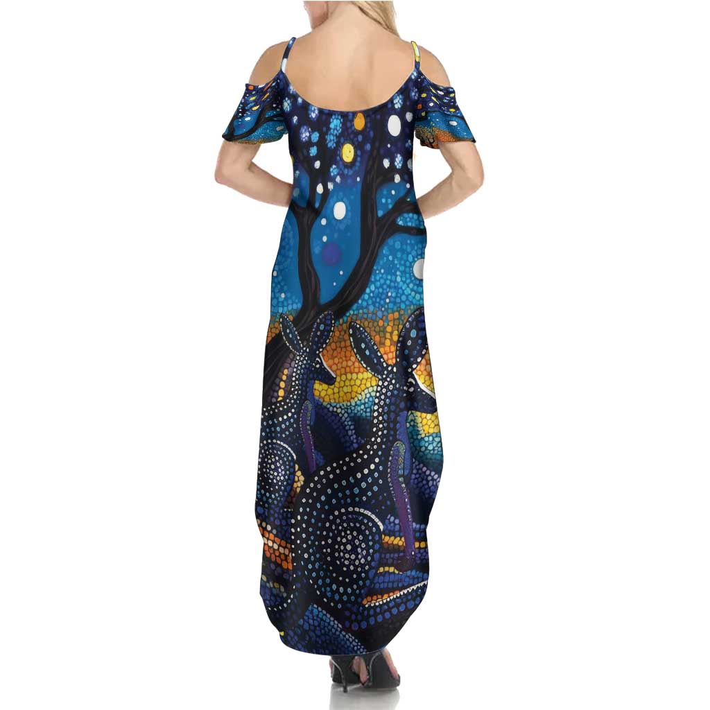 Australian Night Sky Landscape Family Matching Summer Maxi Dress and Hawaiian Shirt Aboriginal Dreamtime Story