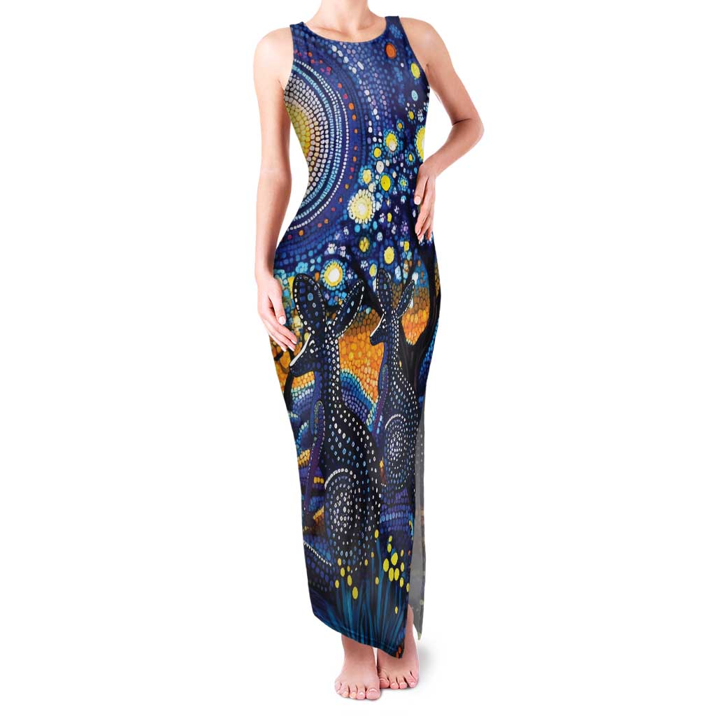 Australian Night Sky Landscape Family Matching Tank Maxi Dress and Hawaiian Shirt Aboriginal Dreamtime Story