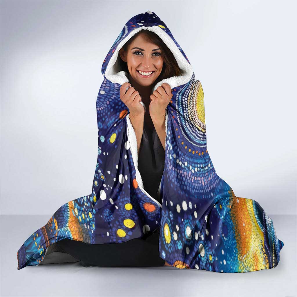 Australian Night Sky Landscape Hooded Blanket Aboriginal Dreamtime Story