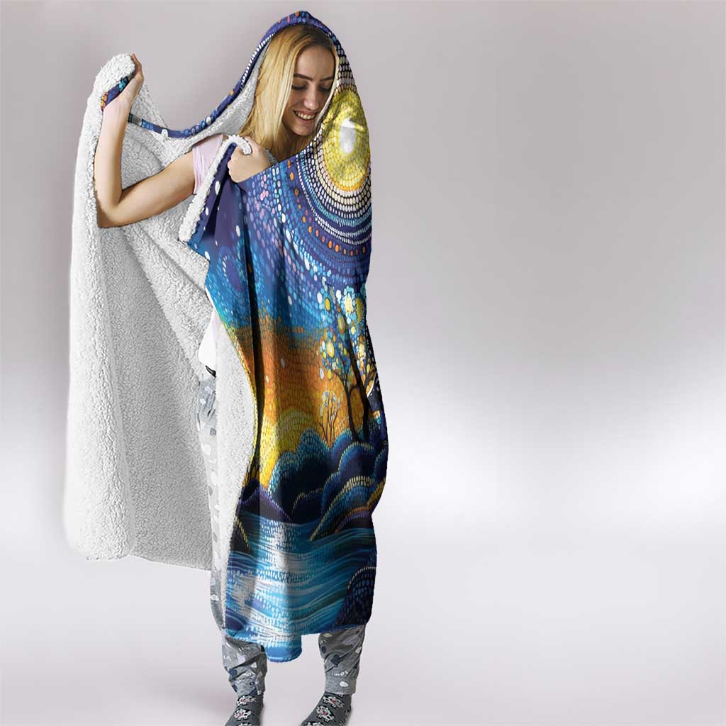 Australian Night Sky Landscape Hooded Blanket Aboriginal Dreamtime Story