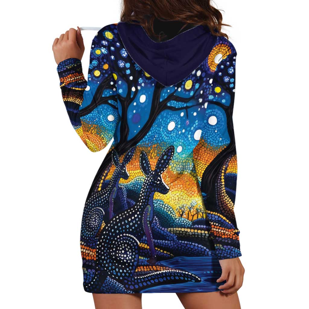 Australian Night Sky Landscape Hoodie Dress Aboriginal Dreamtime Story - Vibe Hoodie Shop