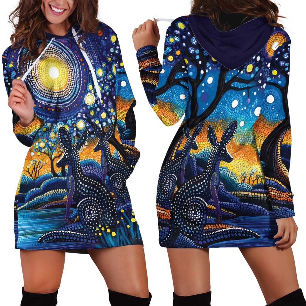 Australian Night Sky Landscape Hoodie Dress Aboriginal Dreamtime Story - Vibe Hoodie Shop