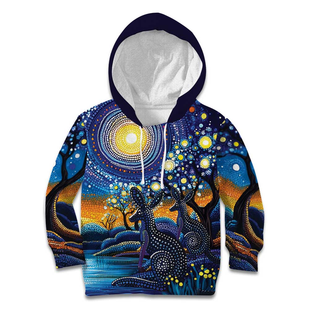 Australian Night Sky Landscape Kid Hoodie Aboriginal Dreamtime Story - Vibe Hoodie Shop