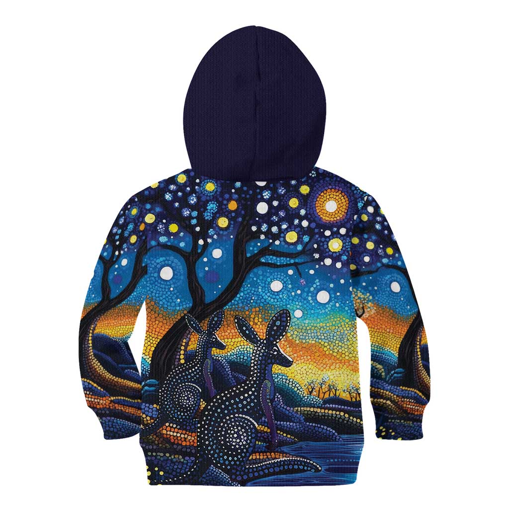 Australian Night Sky Landscape Kid Hoodie Aboriginal Dreamtime Story - Vibe Hoodie Shop