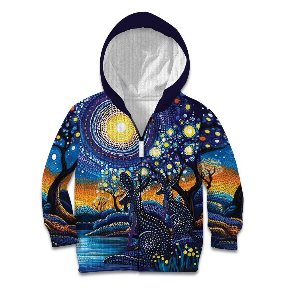 Australian Night Sky Landscape Kid Hoodie Aboriginal Dreamtime Story - Vibe Hoodie Shop