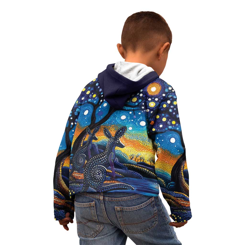 Australian Night Sky Landscape Kid Hoodie Aboriginal Dreamtime Story - Vibe Hoodie Shop