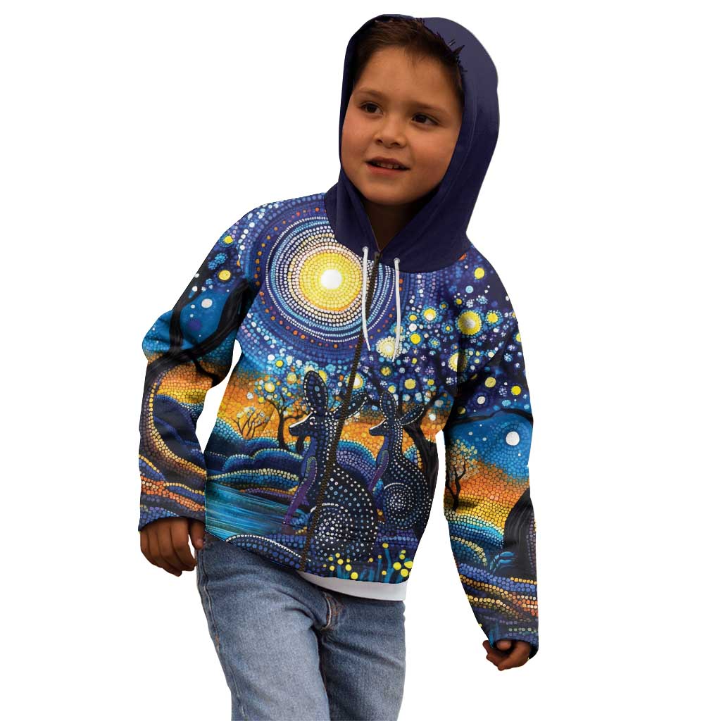 Australian Night Sky Landscape Kid Hoodie Aboriginal Dreamtime Story - Vibe Hoodie Shop