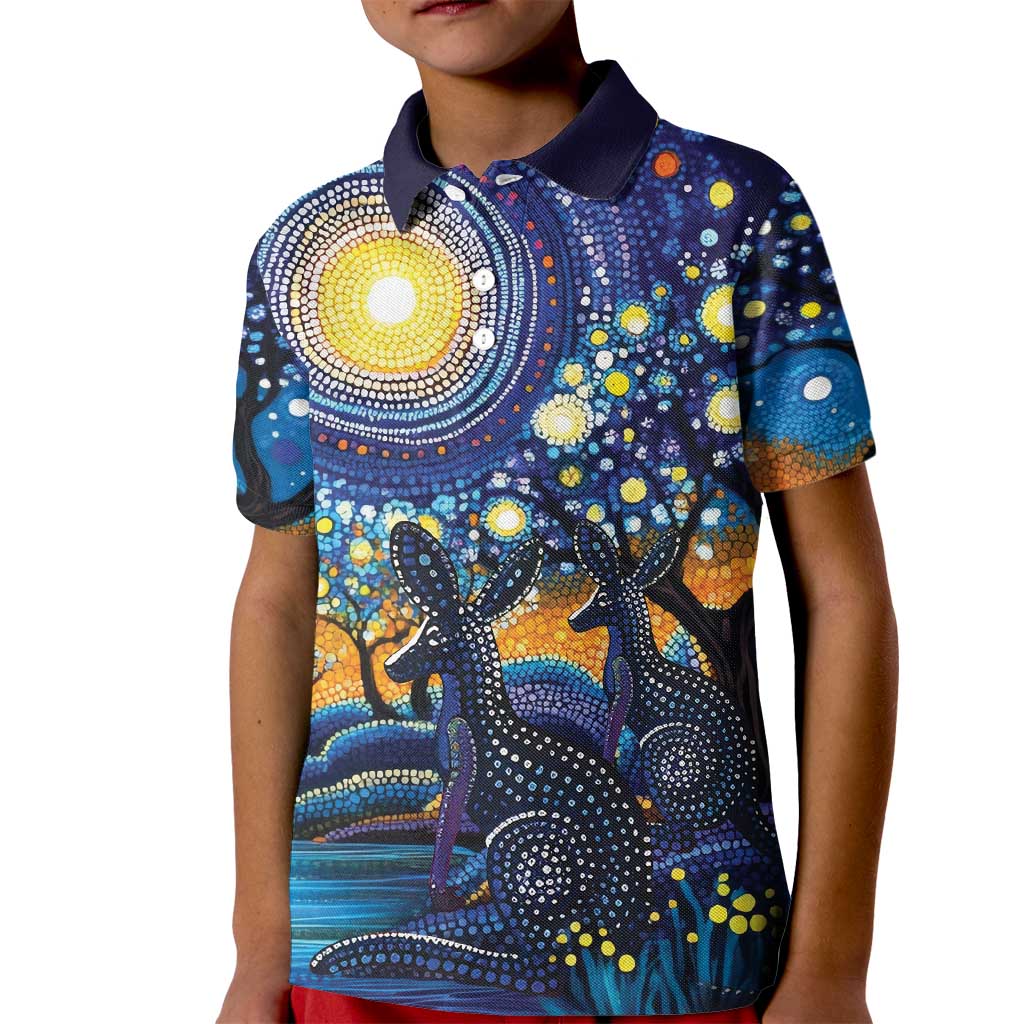 Australian Night Sky Landscape Kid Polo Shirt Aboriginal Dreamtime Story - Vibe Hoodie Shop