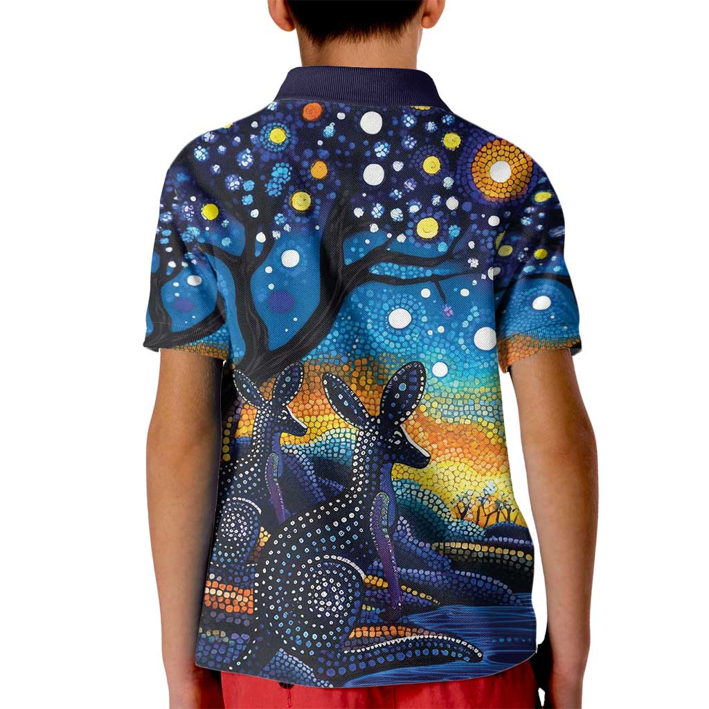 Australian Night Sky Landscape Kid Polo Shirt Aboriginal Dreamtime Story - Vibe Hoodie Shop