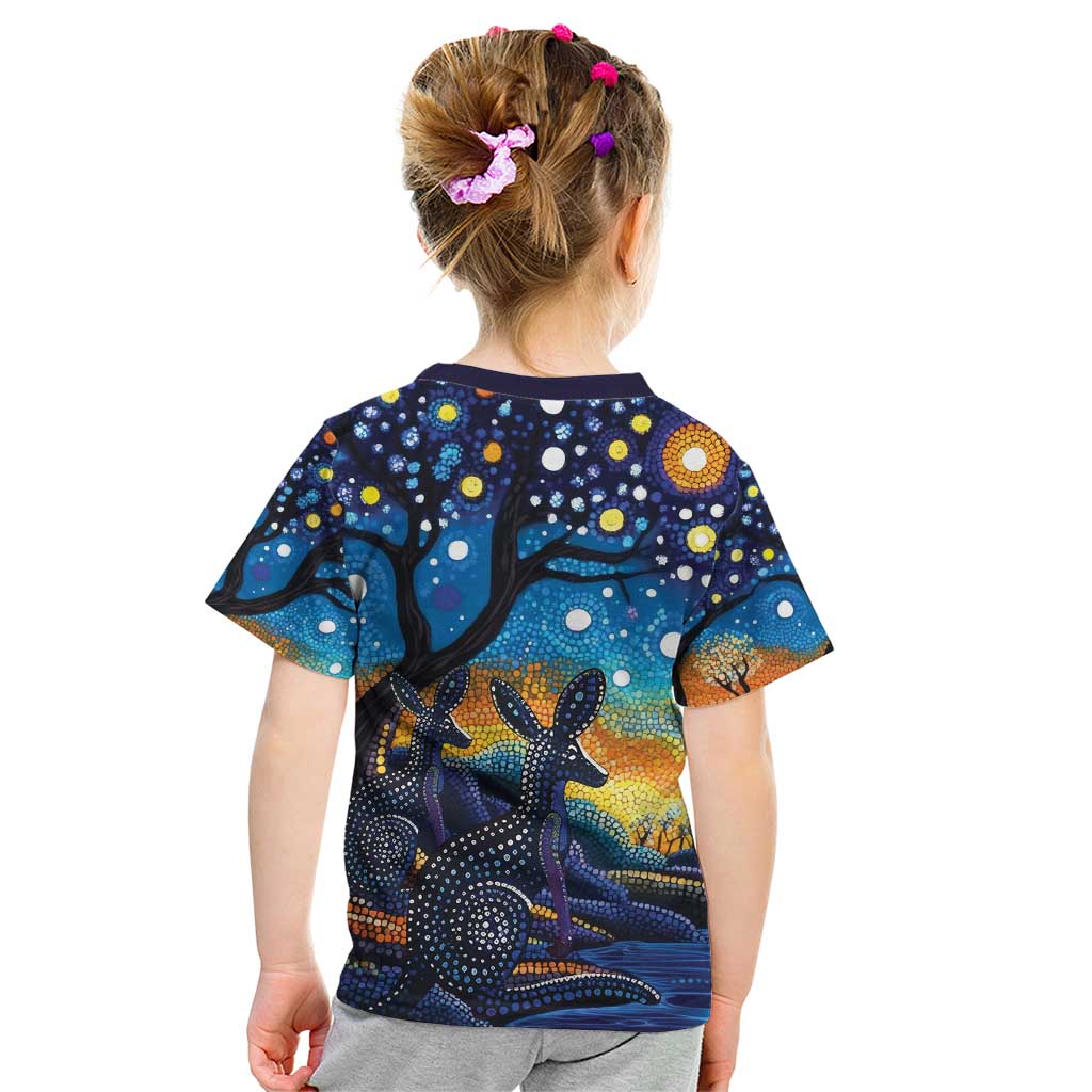 Australian Night Sky Landscape Kid T Shirt Aboriginal Dreamtime Story - Vibe Hoodie Shop