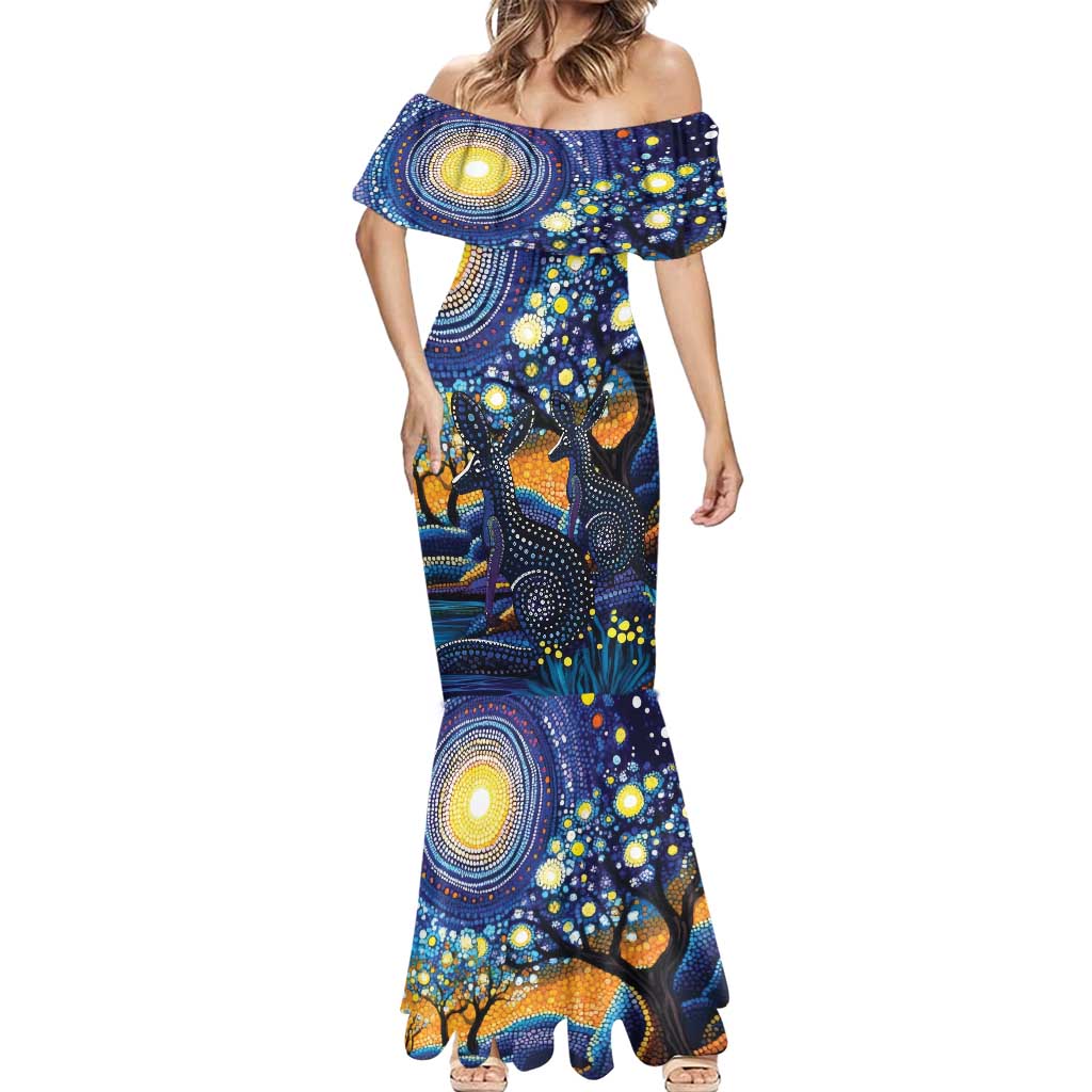 Australian Night Sky Landscape Mermaid Dress Aboriginal Dreamtime Story