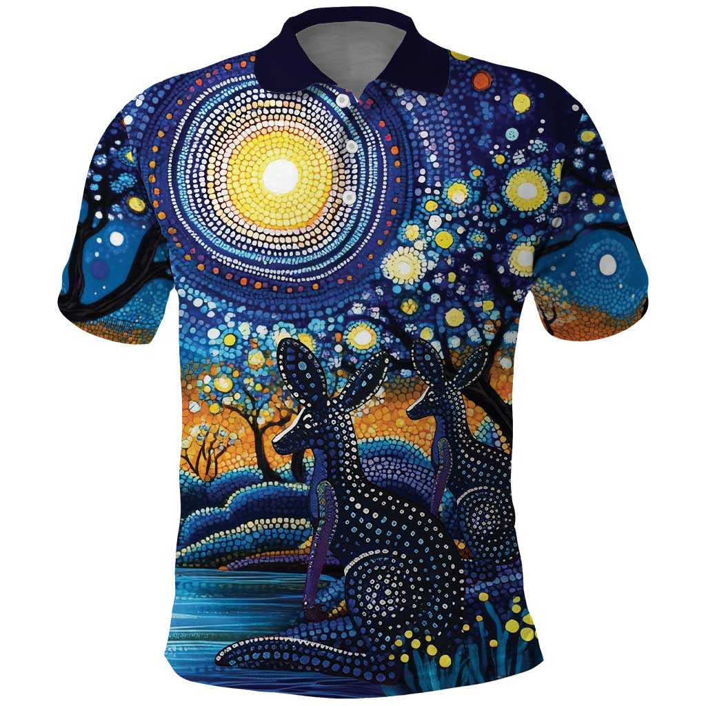 Australian Night Sky Landscape Polo Shirt Aboriginal Dreamtime Story LT9 - Vibe Hoodie Shop