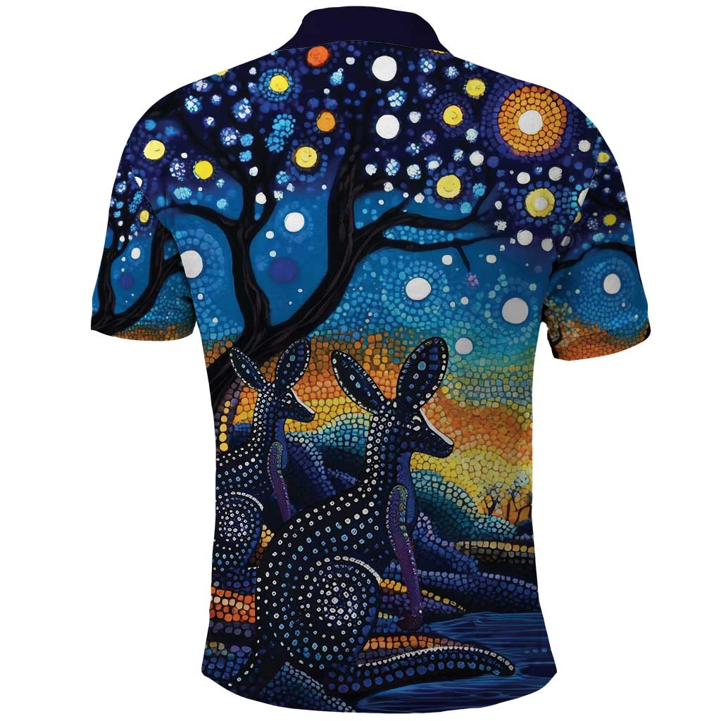 Australian Night Sky Landscape Polo Shirt Aboriginal Dreamtime Story LT9 - Vibe Hoodie Shop