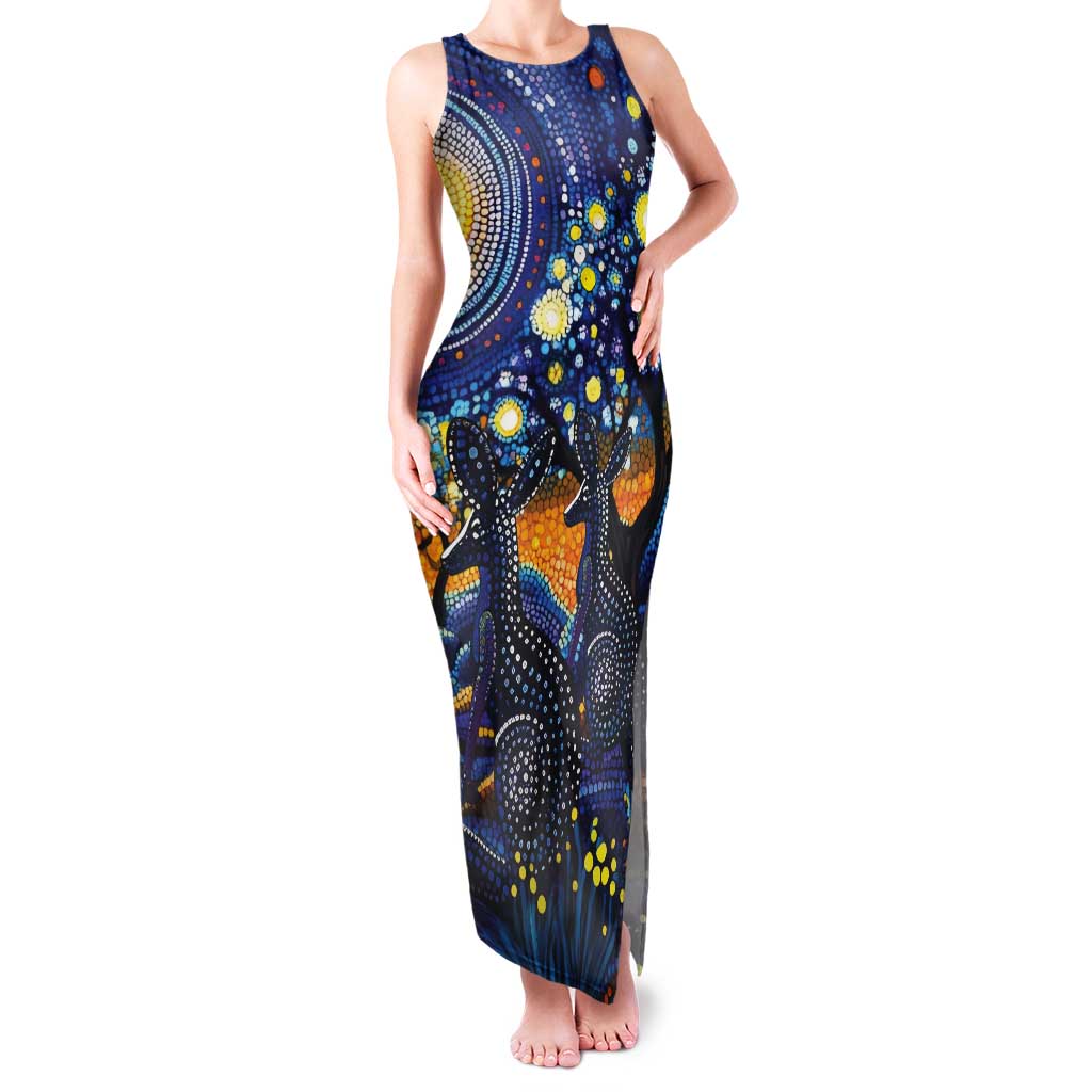 Australian Night Sky Landscape Tank Maxi Dress Aboriginal Dreamtime Story