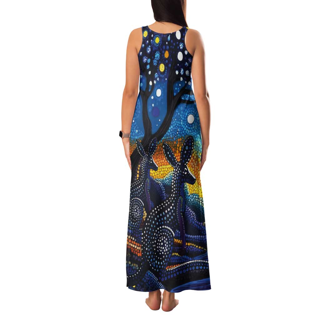 Australian Night Sky Landscape Tank Maxi Dress Aboriginal Dreamtime Story