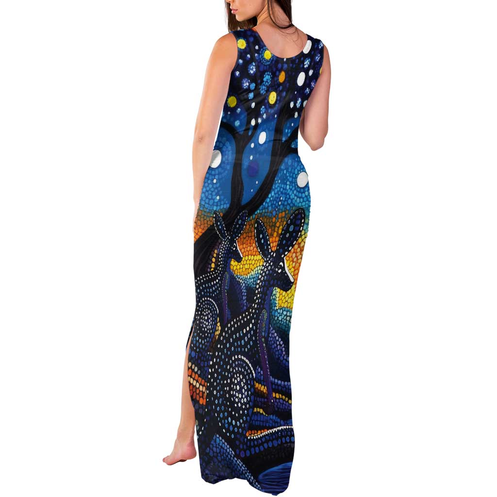 Australian Night Sky Landscape Tank Maxi Dress Aboriginal Dreamtime Story