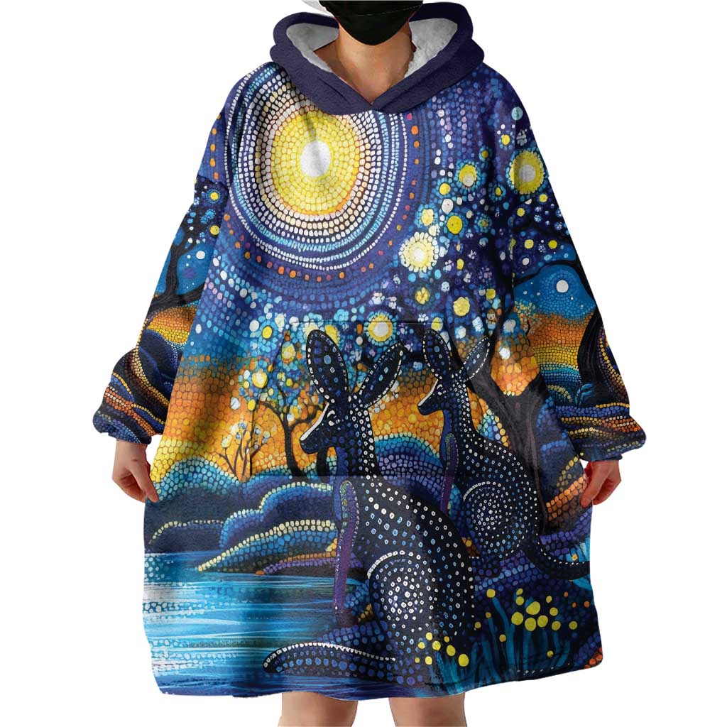 Australian Night Sky Landscape Wearable Blanket Hoodie Aboriginal Dreamtime Story - Vibe Hoodie Shop