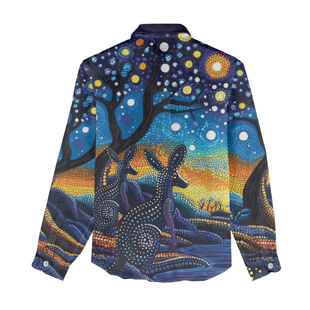 Australian Night Sky Landscape Women Casual Shirt Aboriginal Dreamtime Story - Vibe Hoodie Shop