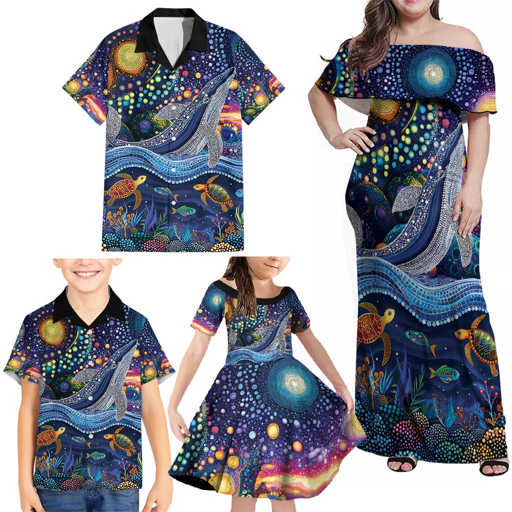 Heal Country Heal Our Nation Aboriginal Dreamtime Family Matching Off Shoulder Maxi Dress and Hawaiian Shirt