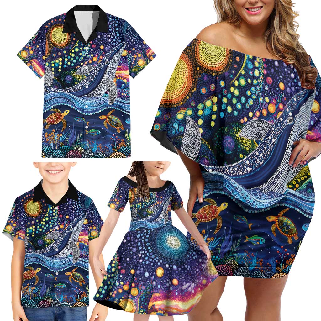 Heal Country Heal Our Nation Aboriginal Dreamtime Family Matching Off Shoulder Short Dress and Hawaiian Shirt