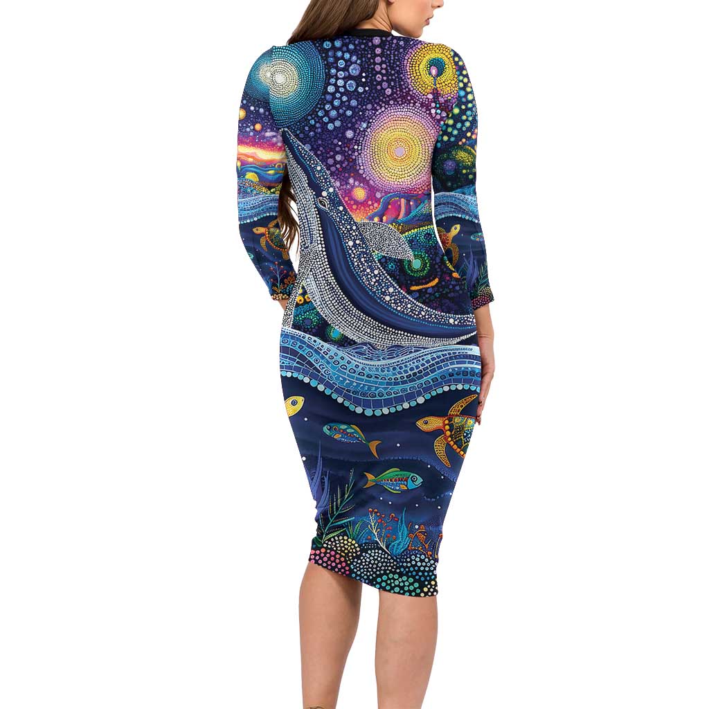 Heal Country Heal Our Nation Aboriginal Dreamtime Long Sleeve Bodycon Dress