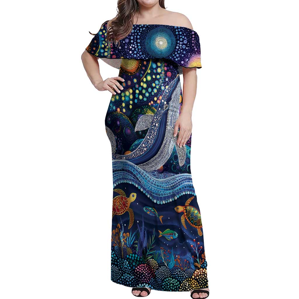 Heal Country Heal Our Nation Aboriginal Dreamtime Off Shoulder Maxi Dress