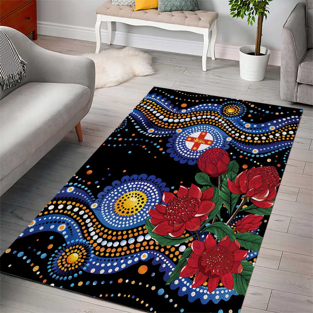 Australia New South Wales Waratahs Area Rug Aboriginal Dot Art - Vibe Hoodie Shop