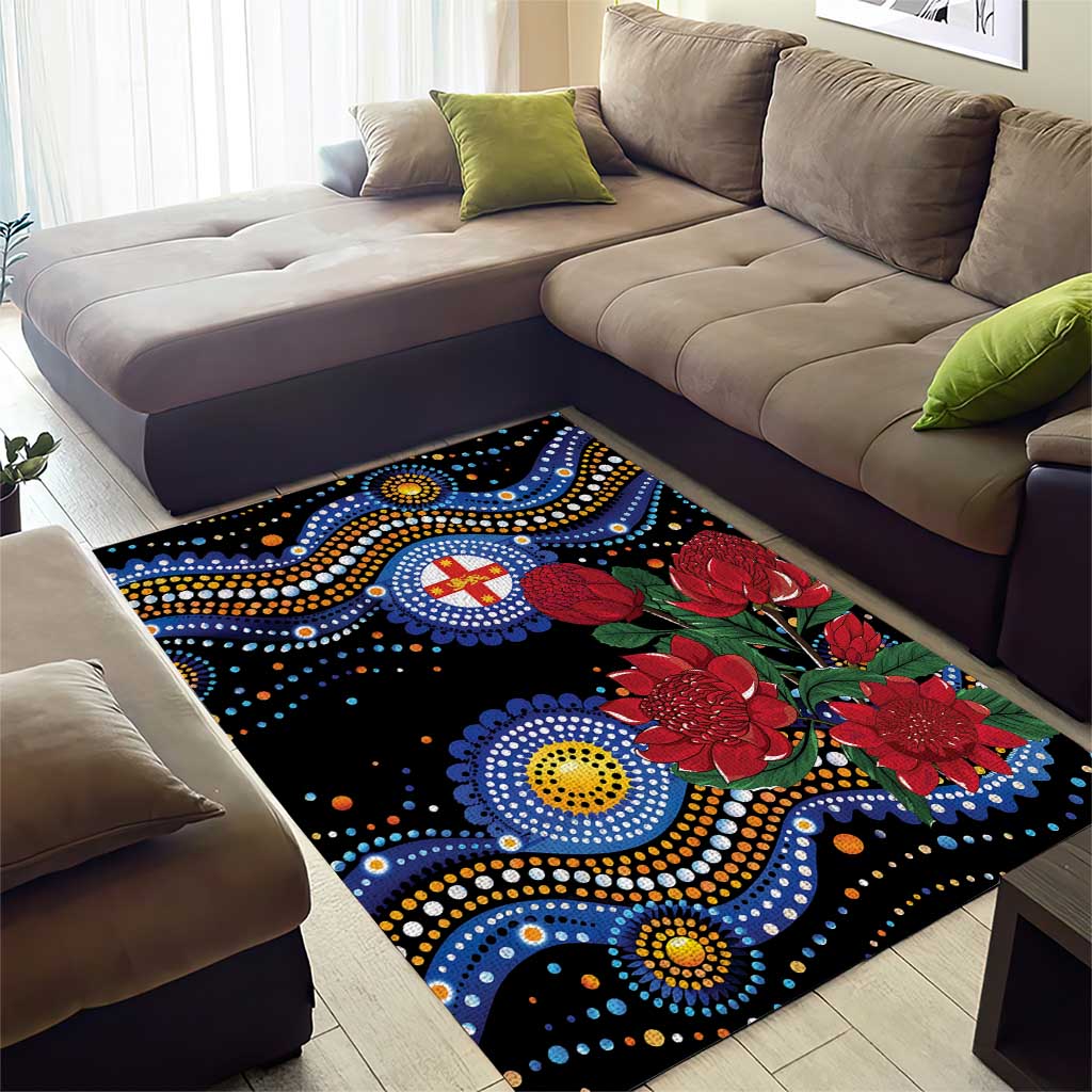 Australia New South Wales Waratahs Area Rug Aboriginal Dot Art - Vibe Hoodie Shop