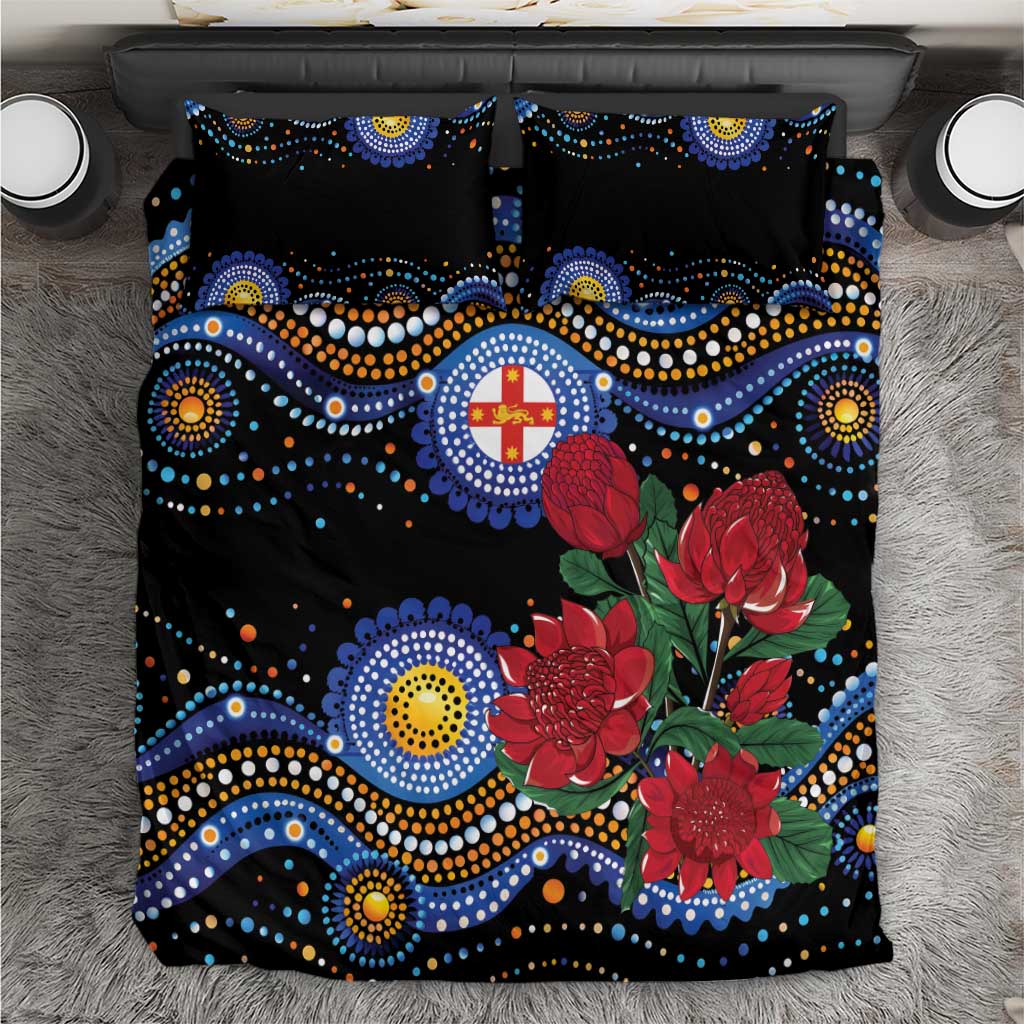 Australia New South Wales Waratahs Bedding Set Aboriginal Dot Art - Vibe Hoodie Shop