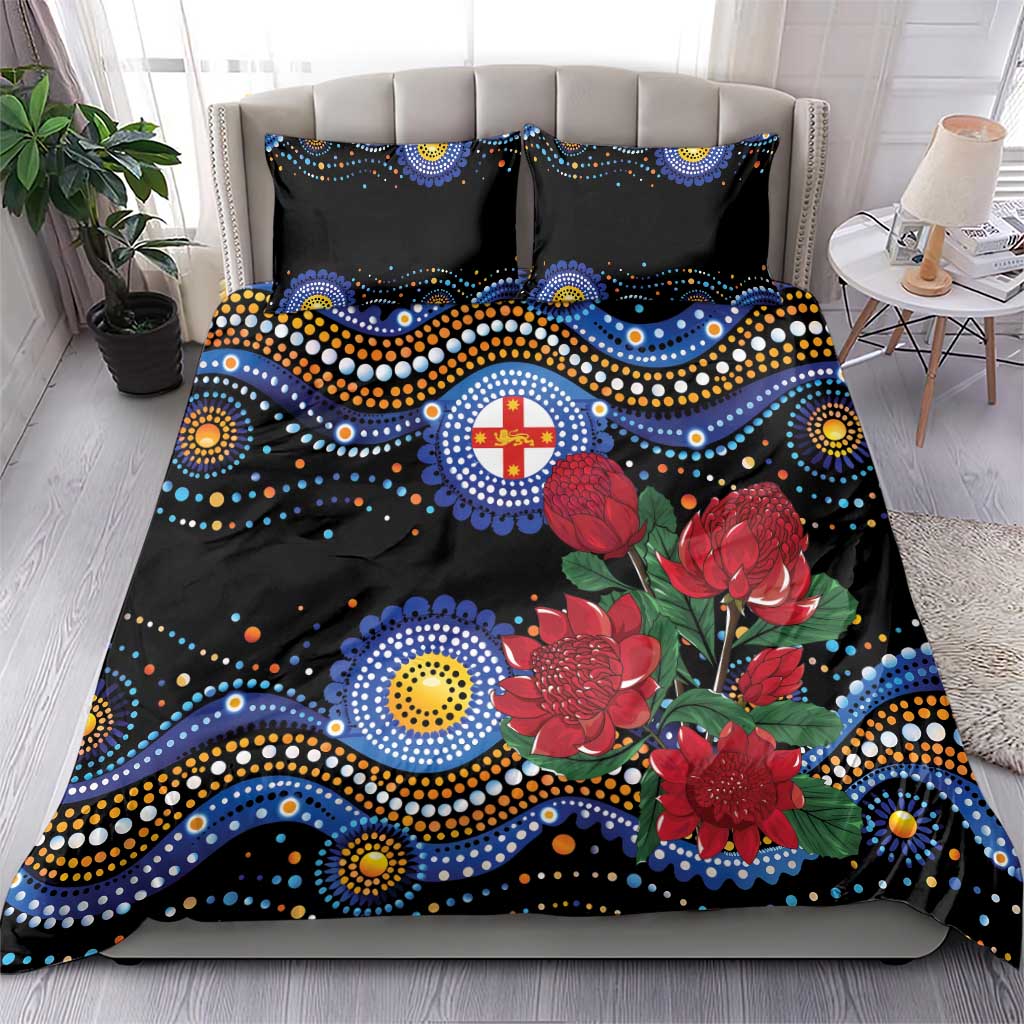 Australia New South Wales Waratahs Bedding Set Aboriginal Dot Art - Vibe Hoodie Shop