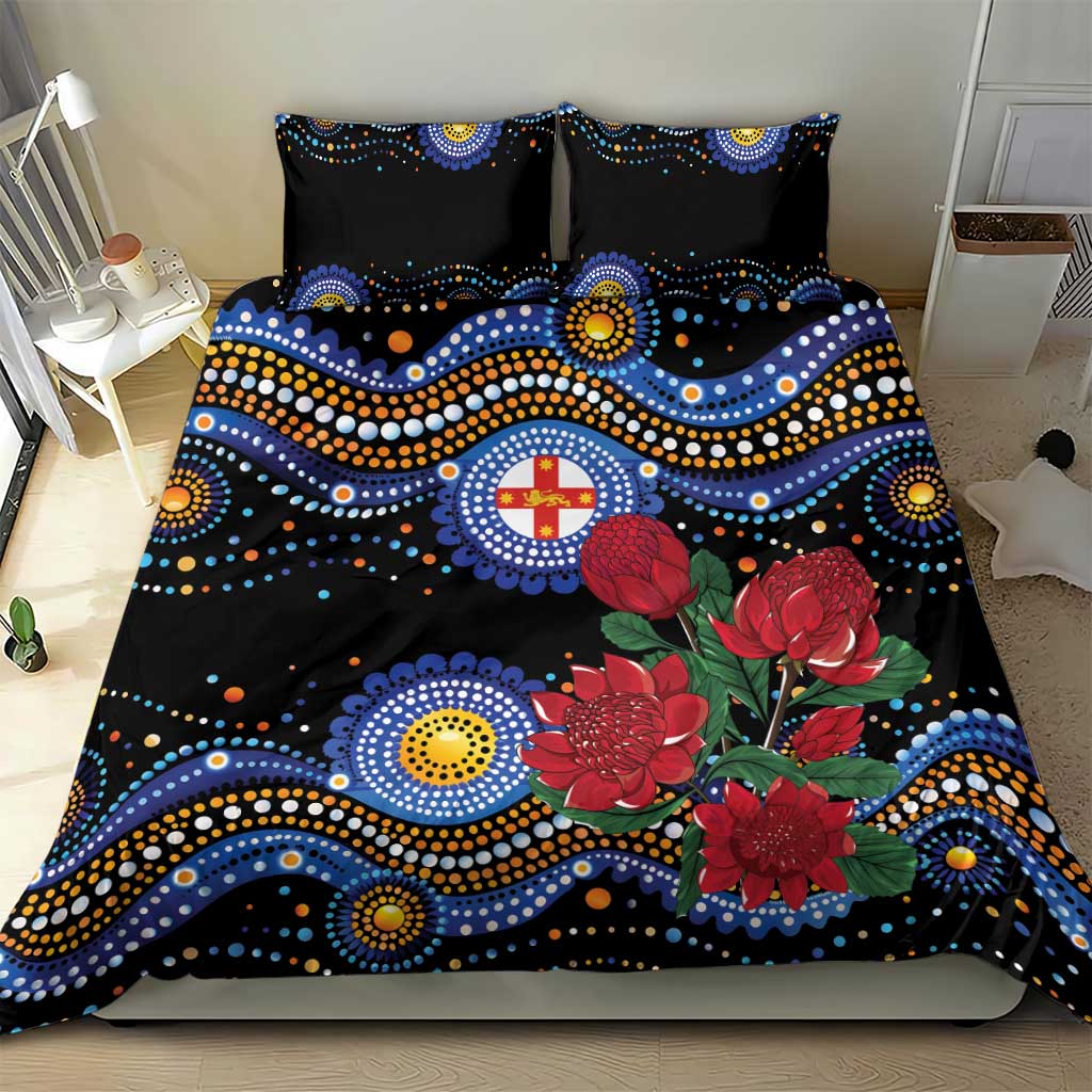 Australia New South Wales Waratahs Bedding Set Aboriginal Dot Art - Vibe Hoodie Shop