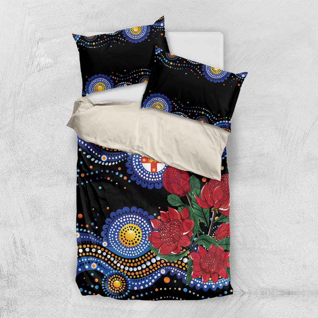 Australia New South Wales Waratahs Bedding Set Aboriginal Dot Art - Vibe Hoodie Shop