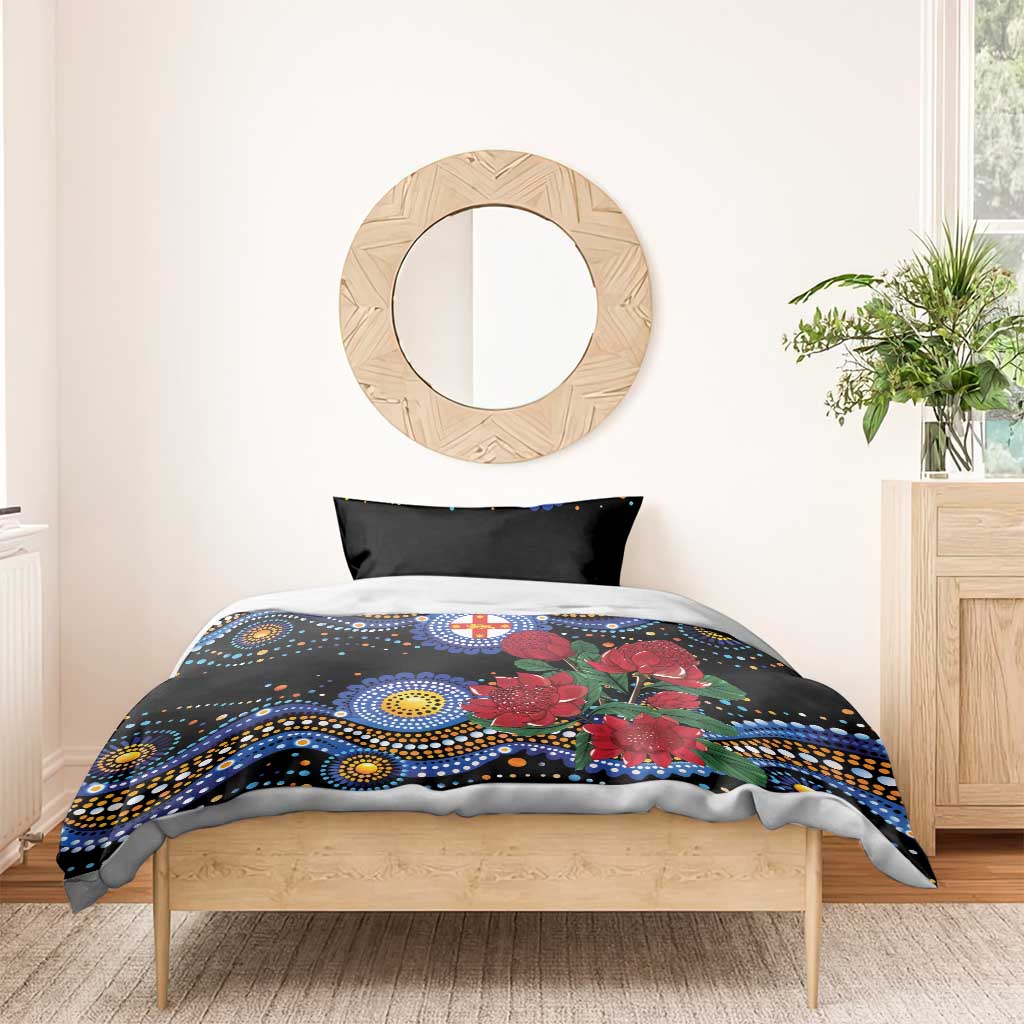 Australia New South Wales Waratahs Bedding Set Aboriginal Dot Art - Vibe Hoodie Shop