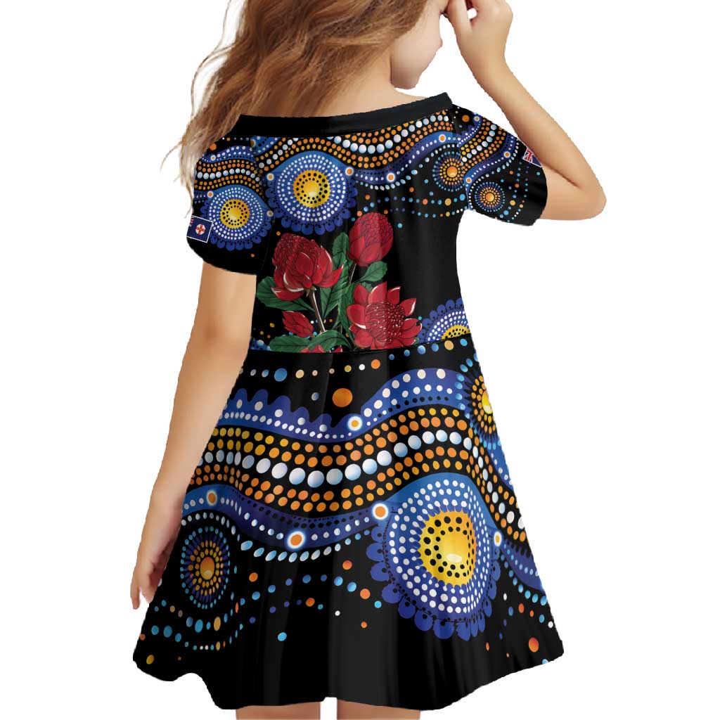 Australia New South Wales Waratahs Family Matching Long Sleeve Bodycon Dress and Hawaiian Shirt Aboriginal Dot Art