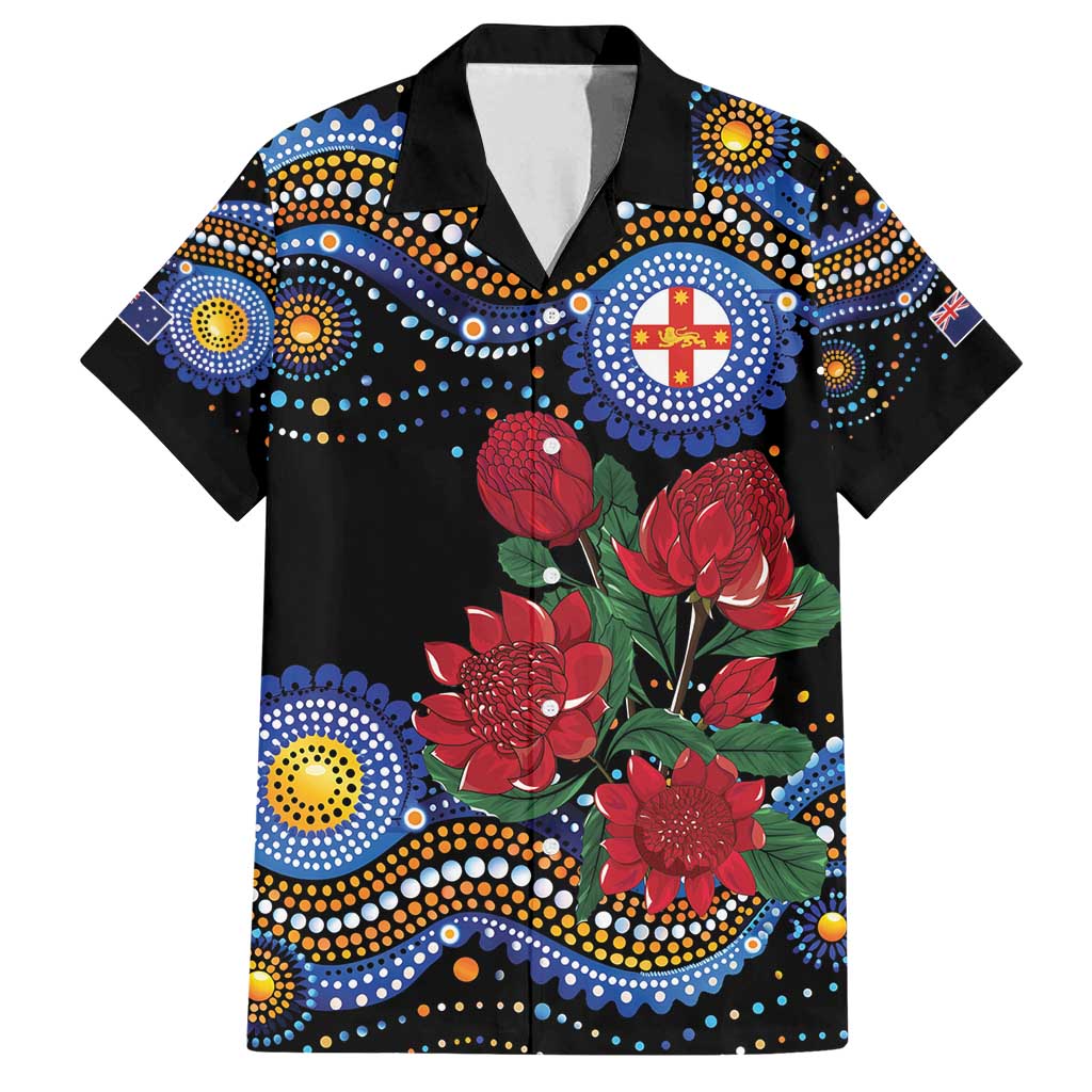 Australia New South Wales Waratahs Family Matching Long Sleeve Bodycon Dress and Hawaiian Shirt Aboriginal Dot Art