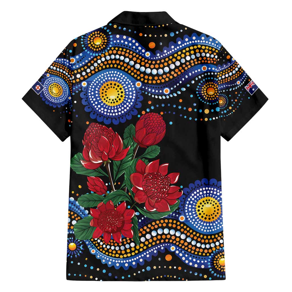 Australia New South Wales Waratahs Family Matching Long Sleeve Bodycon Dress and Hawaiian Shirt Aboriginal Dot Art