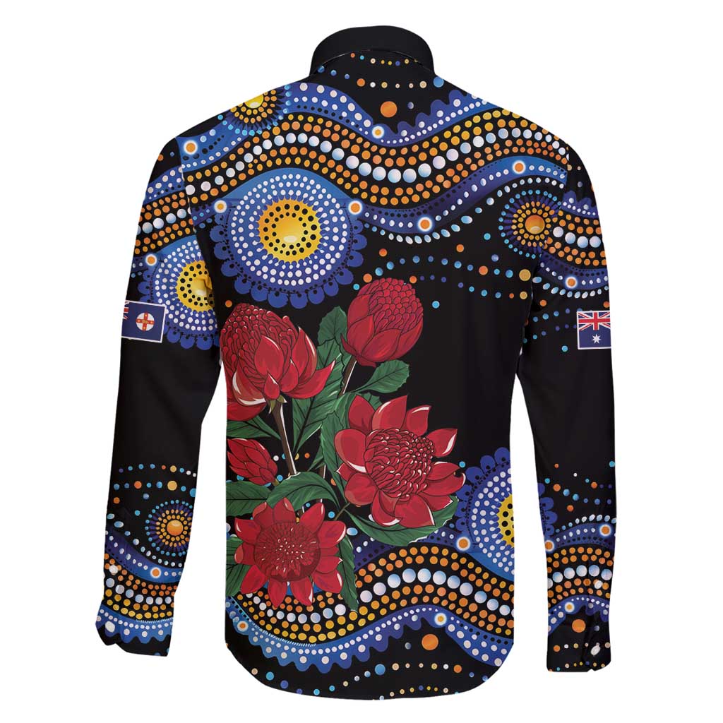 Australia New South Wales Waratahs Family Matching Long Sleeve Bodycon Dress and Hawaiian Shirt Aboriginal Dot Art