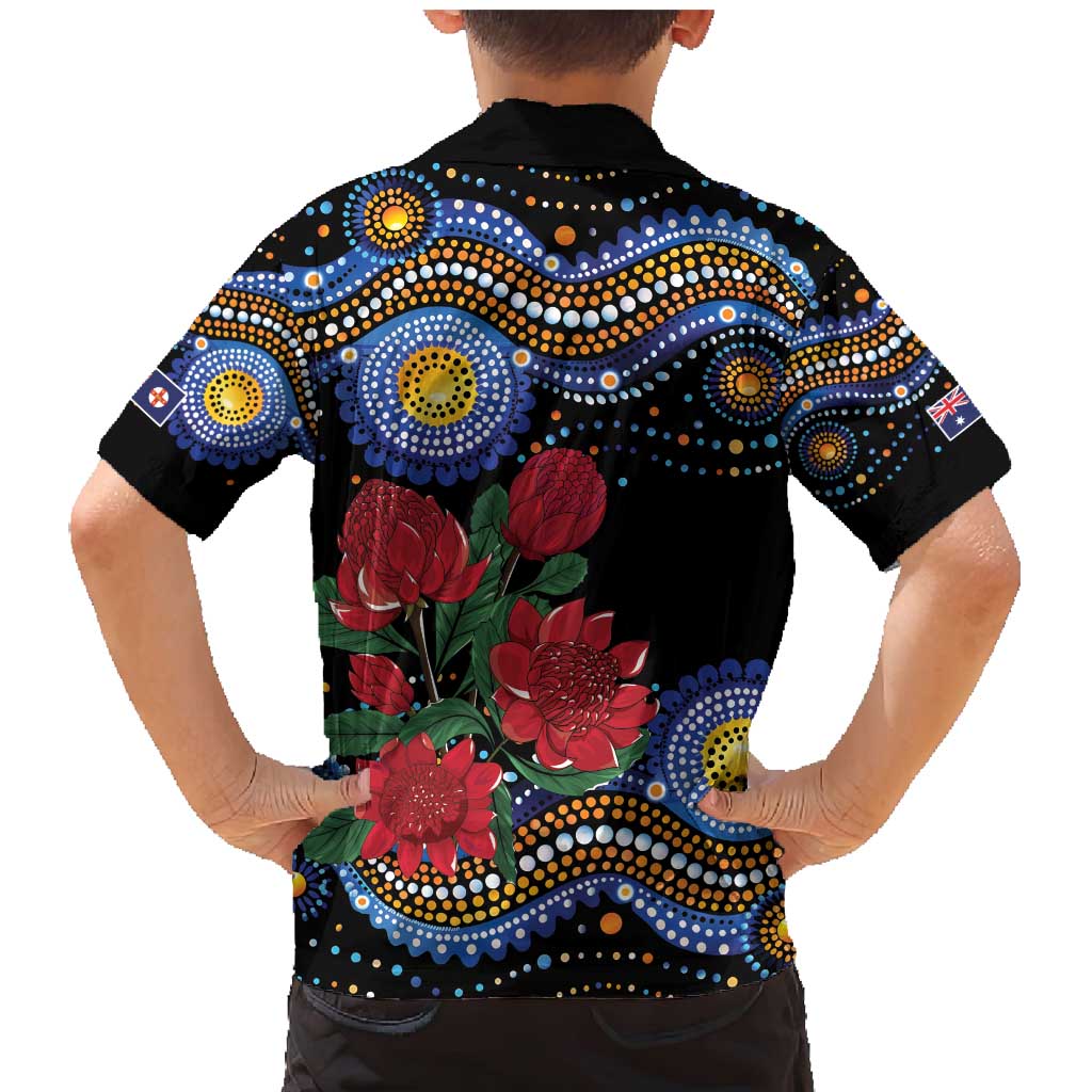 Australia New South Wales Waratahs Family Matching Mermaid Dress and Hawaiian Shirt Aboriginal Dot Art