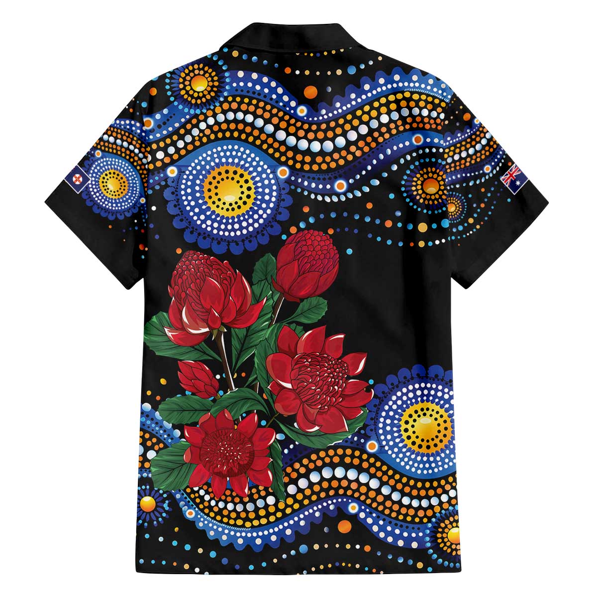 Australia New South Wales Waratahs Family Matching Off The Shoulder Long Sleeve Dress and Hawaiian Shirt Aboriginal Dot Art