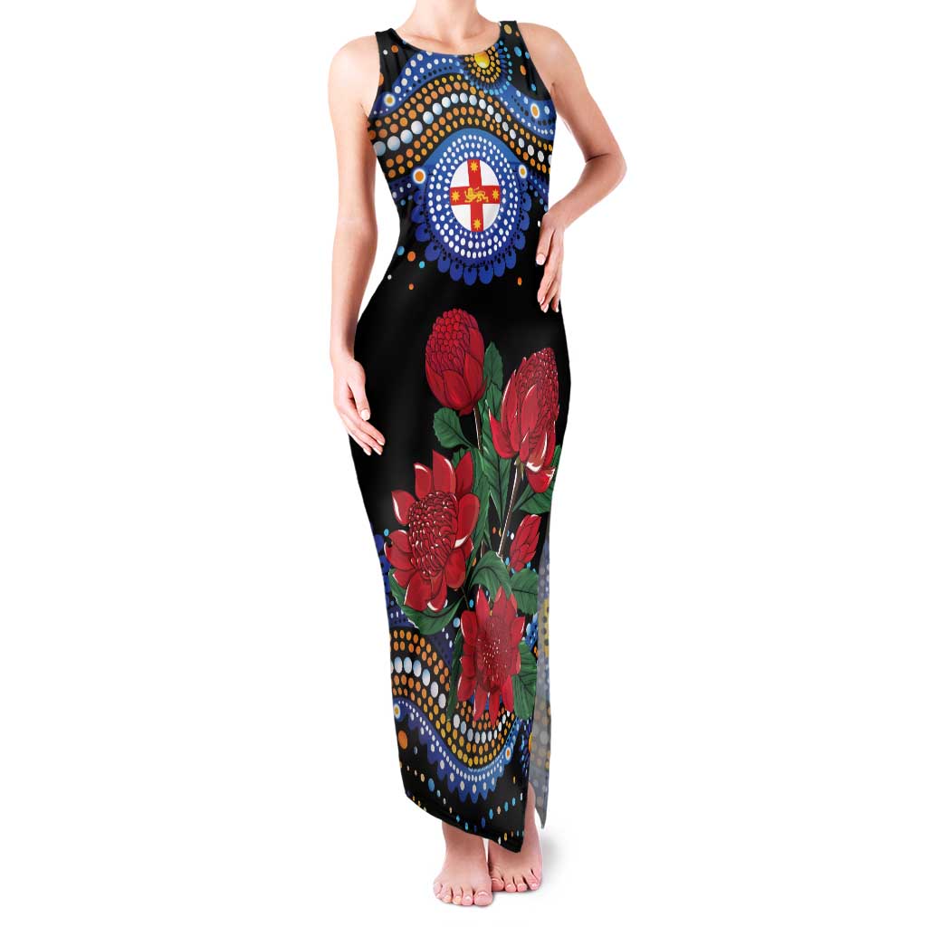 Australia New South Wales Waratahs Family Matching Tank Maxi Dress and Hawaiian Shirt Aboriginal Dot Art