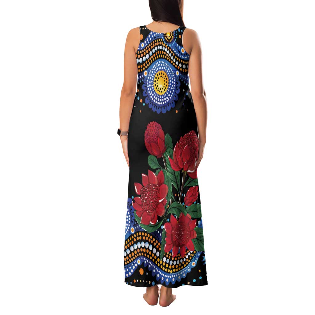 Australia New South Wales Waratahs Family Matching Tank Maxi Dress and Hawaiian Shirt Aboriginal Dot Art